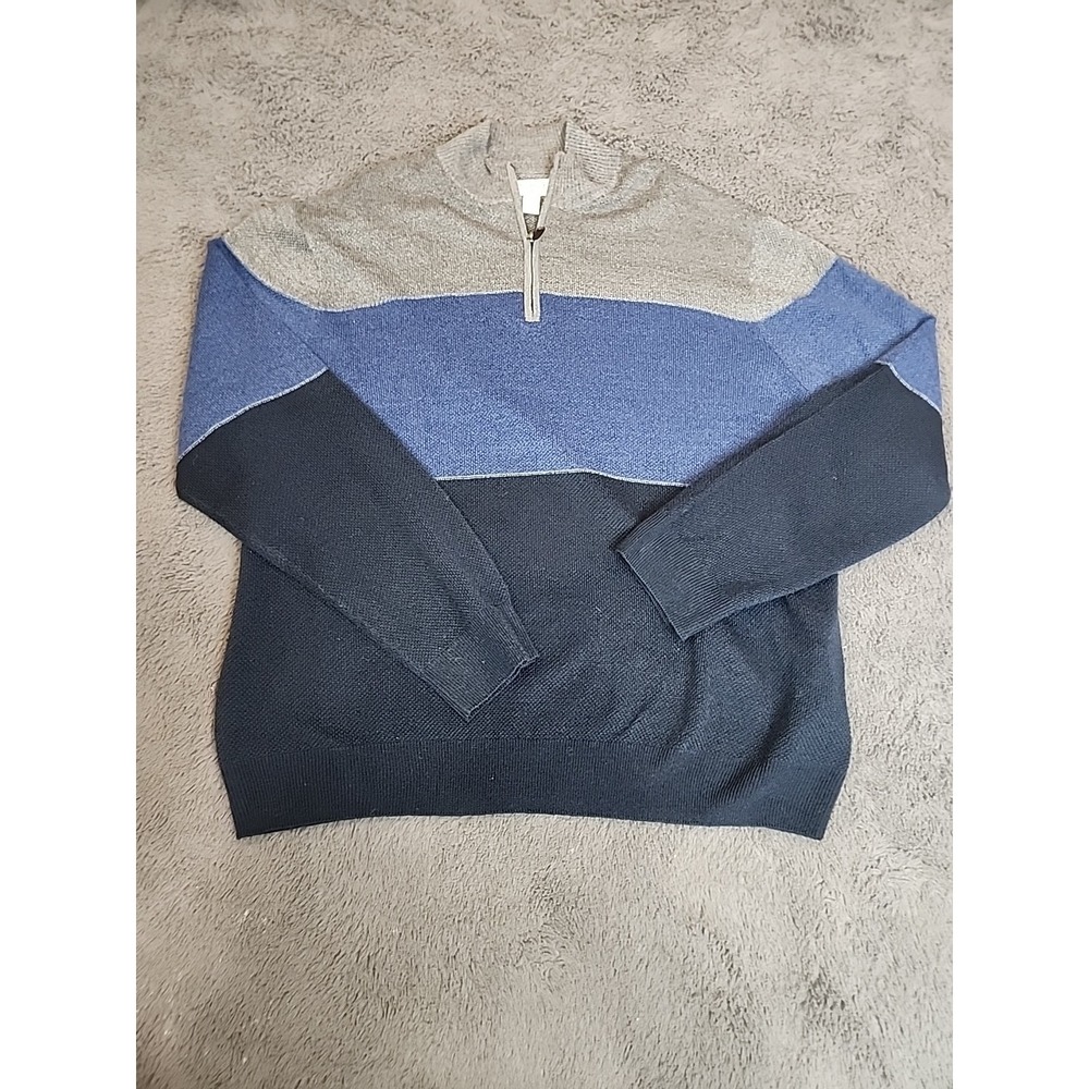 Dockers 1/4 Zip Pull Over Sweater Men's XXL Long Sleeve Mock Neck Blue Gray